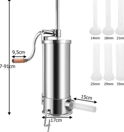 Poussoir a Saucisse Machine a Saucisse Manuelle en Acier Inoxydable et Aluminium avec Tubes de Renplissage Differents Diametres