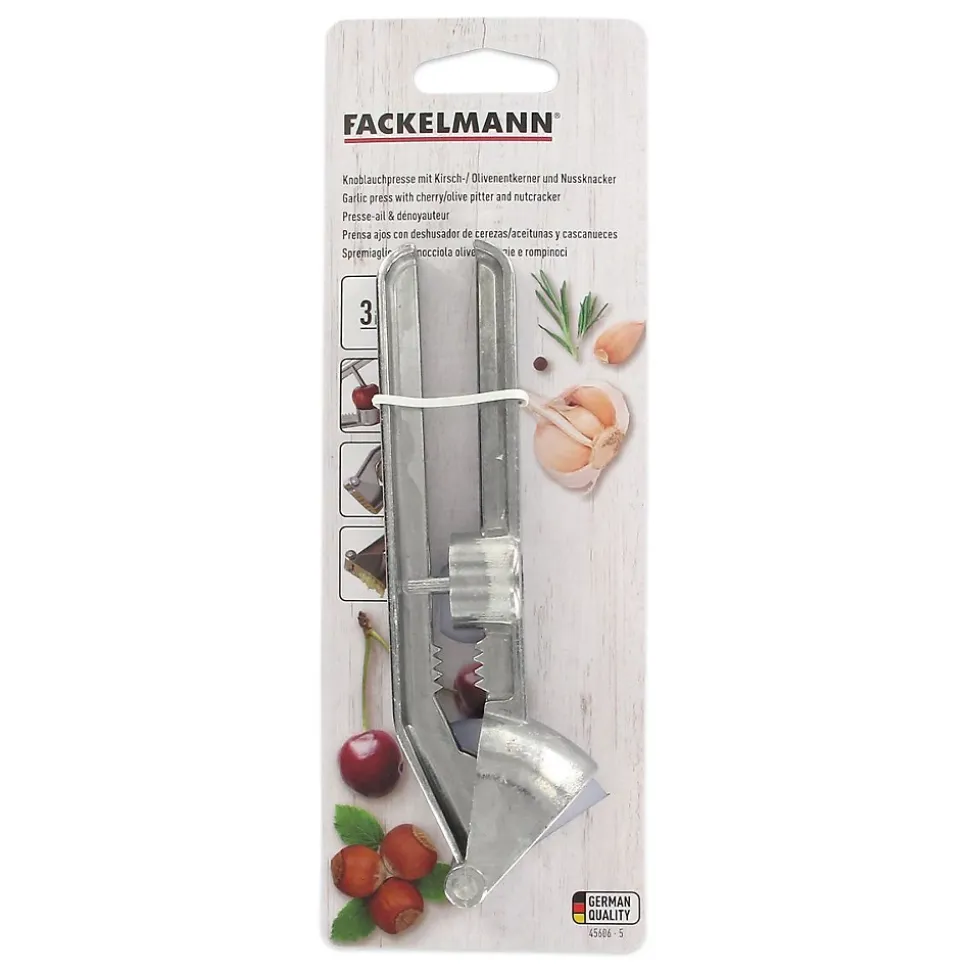 Presse-ail 3 en 1, dénoyauteur, casse-noix, presse-ail Fackelmann