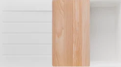 PRIMAGRAN Evier Cuisine en Granit Tout Blanc 90x50cm, Lavabo 1 bac + Accessoires, Évier à Encastrer au meuble 60cm