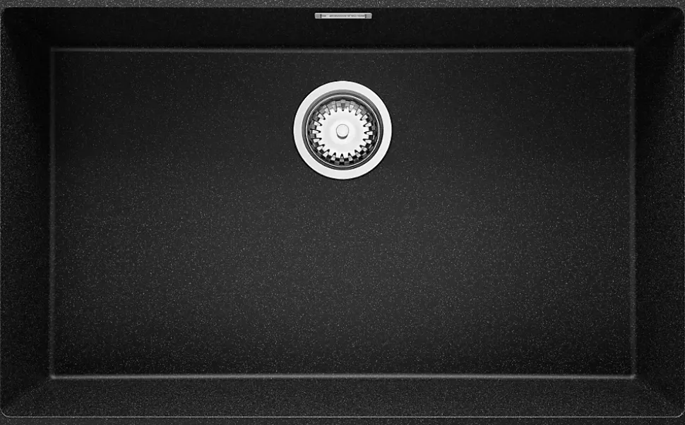 PRIMAGRAN Evier Cuisine en Granit Graphite 76x47cm, Lavabo 1 bac + Kit de Vidage, Évier à Encastrer au meuble 80cm - London Slim