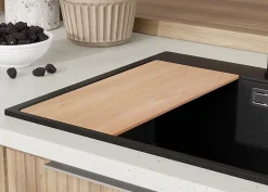 PRIMAGRAN Evier Cuisine en Granit Tout Noir 78x50cm, Lavabo 2 bacs + Accessoires, Évier à Encastrer au meuble 80cm
