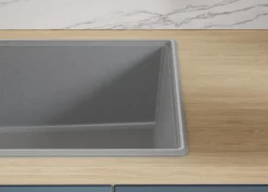 PRIMAGRAN Evier Cuisine en Granit Gris 78x50cm, Lavabo 1 bac + Kit de Vidage + Accessoires, Évier à Encastrer au meuble 45cm