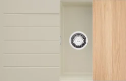 PRIMAGRAN Evier Cuisine en Granit Beige 78x50cm, Lavabo 1 bac + Kit de Vidage + Accessoires, Évier à Encastrer au meuble 50cm