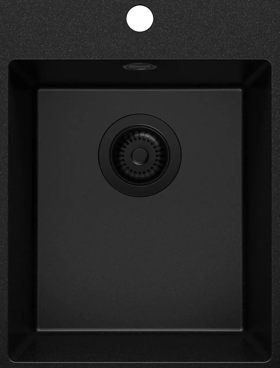 PRIMAGRAN Evier Cuisine en Granit Tout Noir 38x50cm, Lavabo 1 bac + Kit de Vidage, Évier à Encastrer au meuble 40cm - Riga