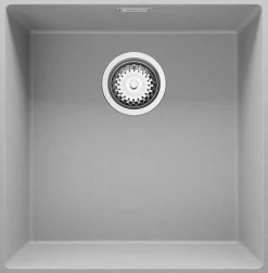 PRIMAGRAN Evier Sous Plan Gris 46x47cm, Evier en Granit 1 bac + Kit de Vidage, Évier au meuble 50cm - London