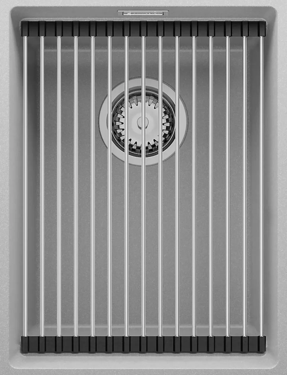 PRIMAGRAN Evier Sous Plan Gris 36x47cm, Evier en Granit 1 bac + Kit de Vidage + Accessoires, Évier au meuble 40cm - Prague