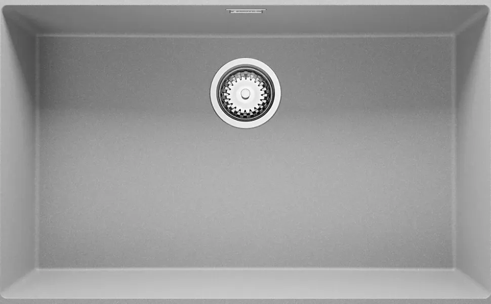 PRIMAGRAN Evier Sous Plan Gris 76x47cm, Evier en Granit 1 bac + Kit de Vidage, Évier au meuble 80cm - London