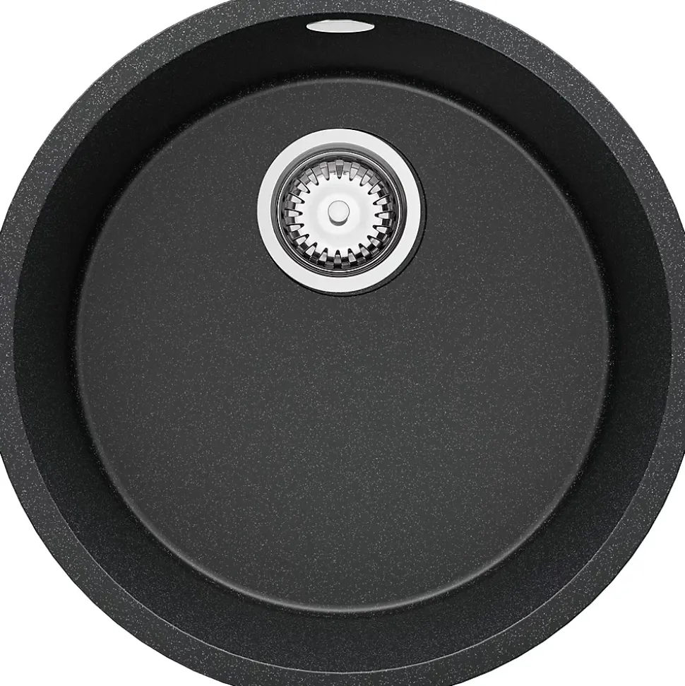 PRIMAGRAN Evier Sous Plan Graphite 46x46cm, Evier en Granit 1 bac + Kit de Vidage, Évier au meuble 50cm - La Valette