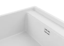 PRIMAGRAN Evier Sous Plan Blanc 56x53cm, Evier en Granit 1 bac + Kit de Vidage + Accessoires, Évier au meuble 60cm - Bergen