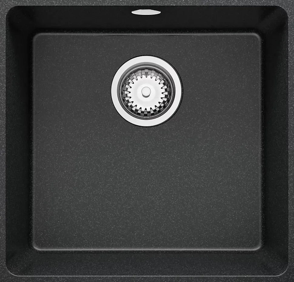 PRIMAGRAN Evier Sous Plan Graphite 46x44cm, Evier en Granit 1 bac + Kit de Vidage, Évier au meuble 50cm - Venise Easy