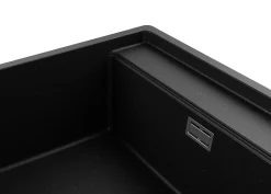 PRIMAGRAN Evier Sous Plan Noir Métallisé 56x53cm, Evier en Granit 1 bac + Kit de Vidage + Accessoires, Évier au meuble 60cm