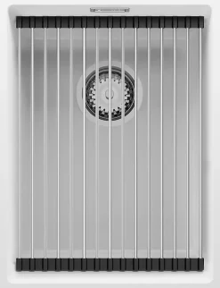 PRIMAGRAN Evier Sous Plan Blanc 36x47cm, Evier en Granit 1 bac + Kit de Vidage + Accessoires, Évier au meuble 40cm - Prague