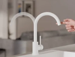 PRIMAGRAN Robinet de cuisine 5010, Robinet d'évier rotation 360 degrés, Robinet haute pression, Blanc