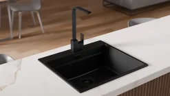 PRIMAGRAN Robinet de cuisine 8010, Robinet d'évier rotation 360 degrés, Robinet haute pression, avec deux types de jet, Noir