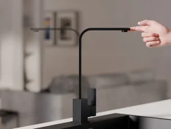 PRIMAGRAN Robinet de cuisine 8010, Robinet d'évier rotation 360 degrés, Robinet haute pression, avec deux types de jet, Noir