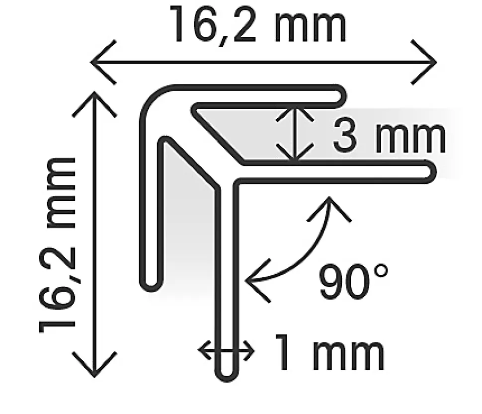 Profil d'angle pour plaque composite alu ép.3 mm L.122 cm