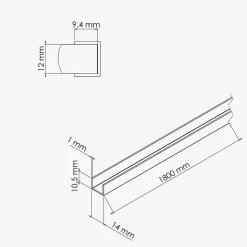 Profilé PVC en U pour panneau ép. 12 mm - Longueur 1.80 m - Blanc