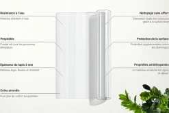 Protection de table transparente Wallfluent 100x50 cm Verre souple pour plan de travail table et sol 1 pcs
