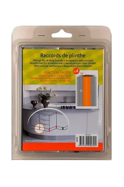 Raccord jonction droite de plinthe de cuisine Nordlinger 16/19 mm, gris x 4