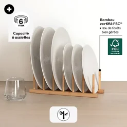 Rack 6 assiettes en bambou - Beige- 5five