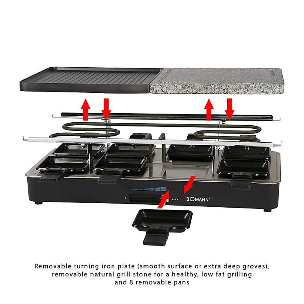 Raclette gril 8 personnes Bomann RG 2279 CB Noir