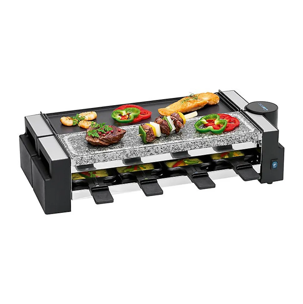 Raclette gril avec pierre chaude 8 personnes Clatronic RG 3678 Noir