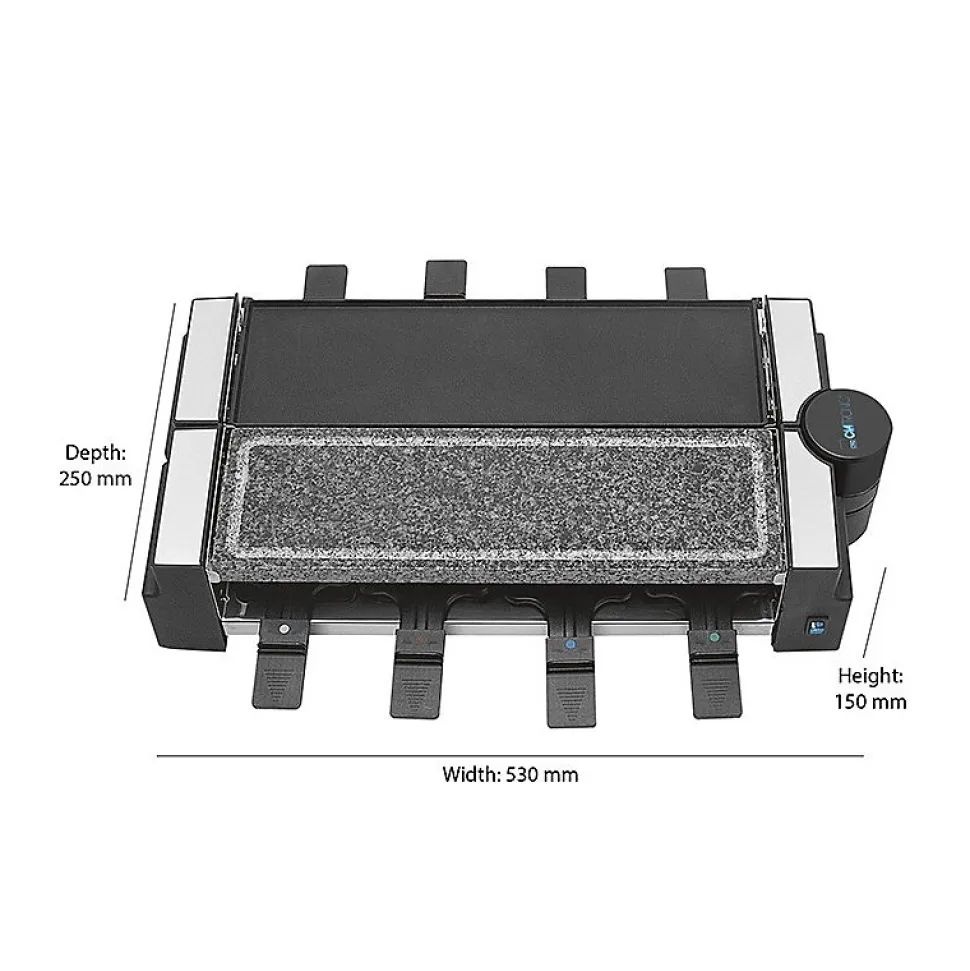 Raclette gril avec pierre chaude 8 personnes Clatronic RG 3678 Noir