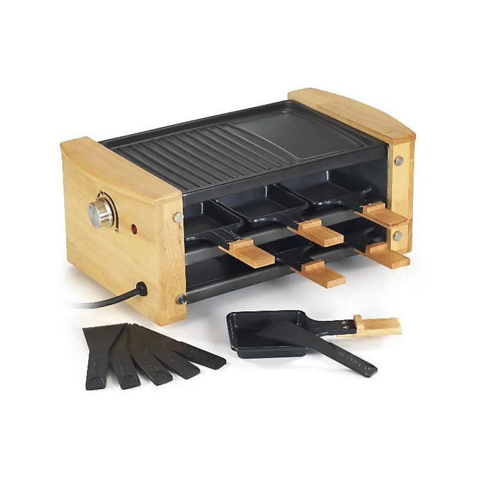 RACLETTE GRIL 6P 900W BOIS RANGE POELONS KITCHENCHEF - KCWOOD6RP