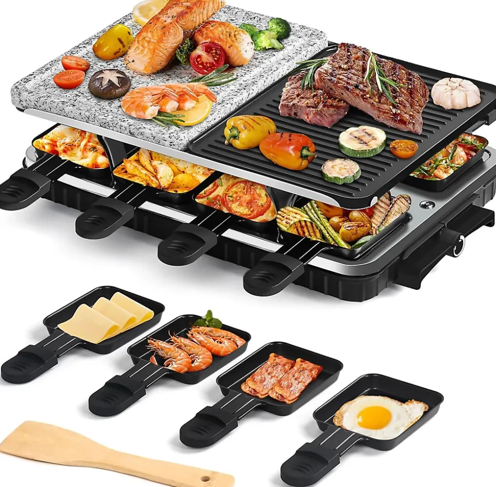 Raclette 1300W 8 personnes avec pierre et grill