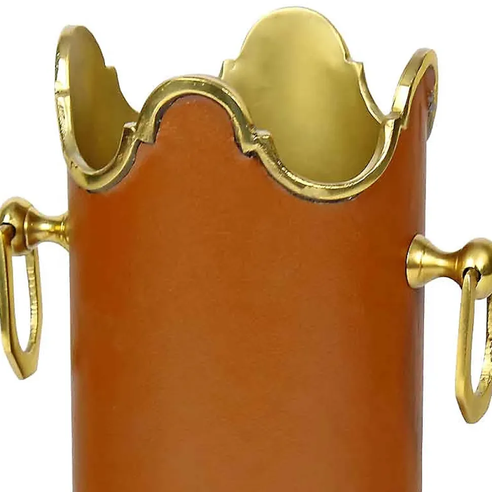 Rafraichisseur à bouteille cuir 17x12x23cm