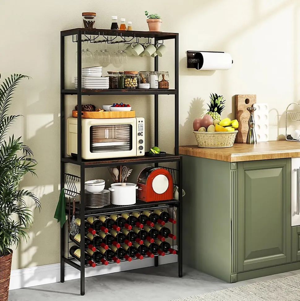 Range Bouteille 75x33x165 CM avec Multiprise USB-C/A, Rangement Casier à Vin, Cuisine, Salon, Bar, Charge 70 KG