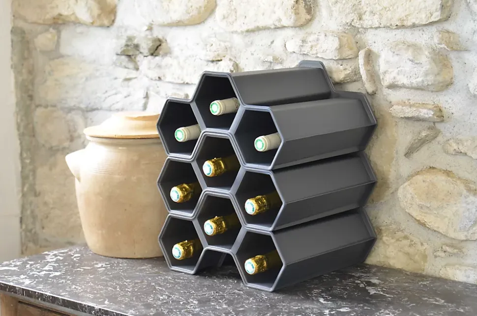 Range bouteilles anthracite mat Eda 3 bouteilles