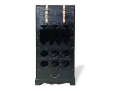 Range bouteilles avec coffre en bois de sapin et MDF - L.43 x H.100 cm - Noir - CAVINA