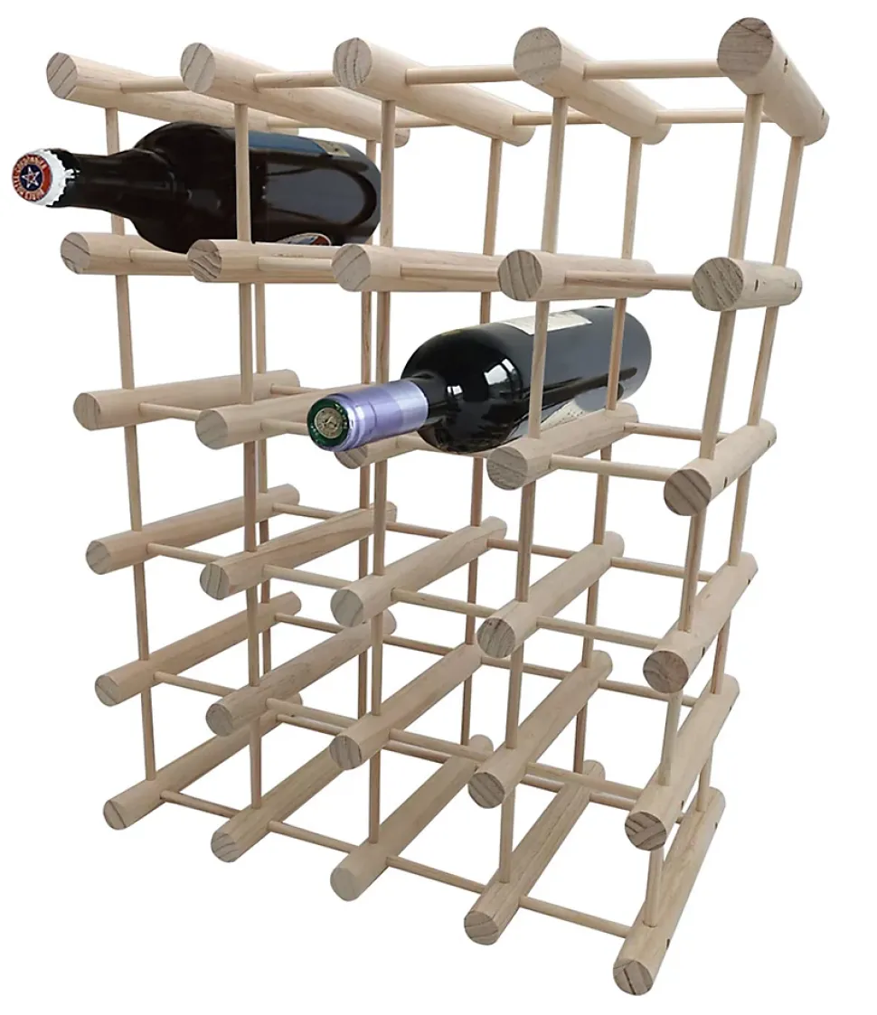 Range bouteilles en pin massif 24 compartiments