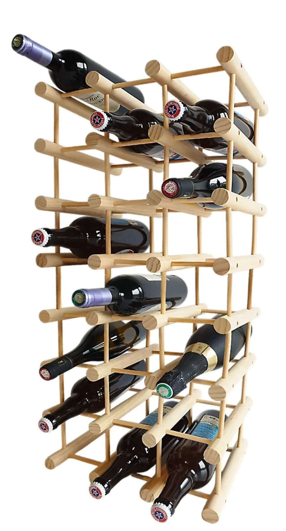 Range bouteilles en pin massif 24 compartiments