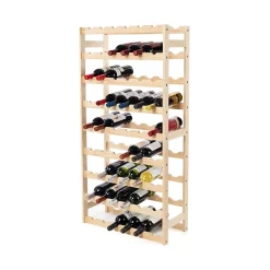 Range bouteilles en pin massif 54 compartiments