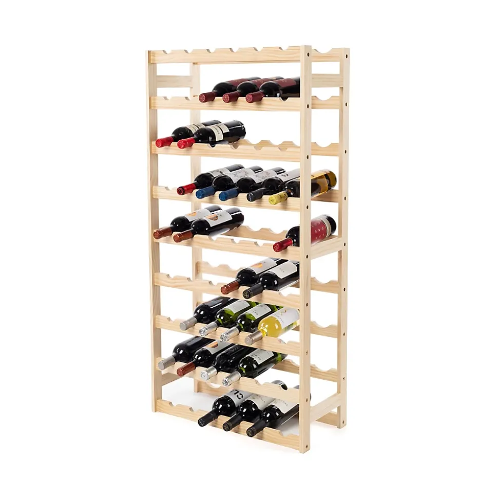 Range bouteilles en pin massif 54 compartiments