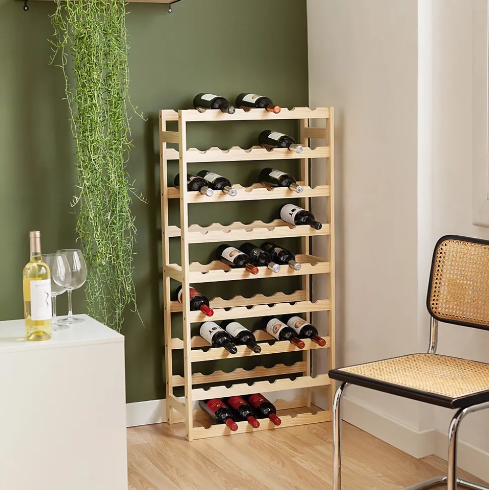 Range bouteilles en pin massif 54 compartiments