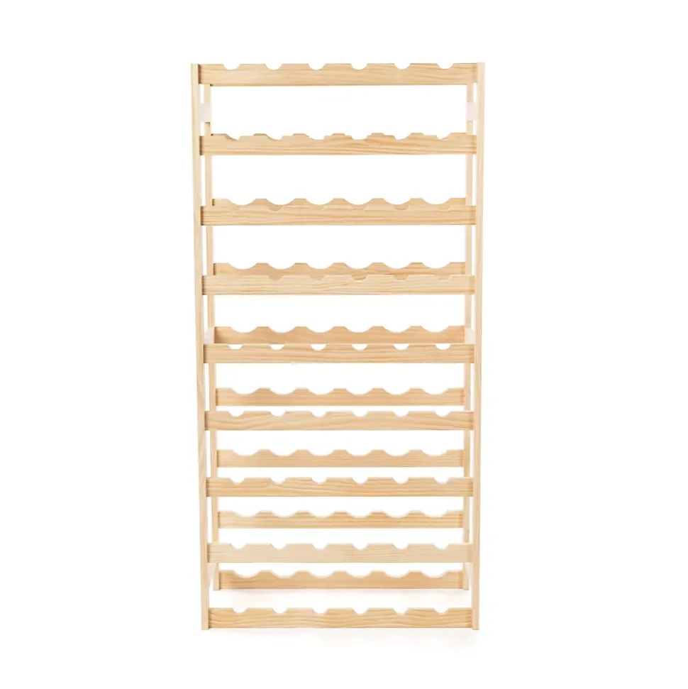 Range bouteilles en pin massif 54 compartiments