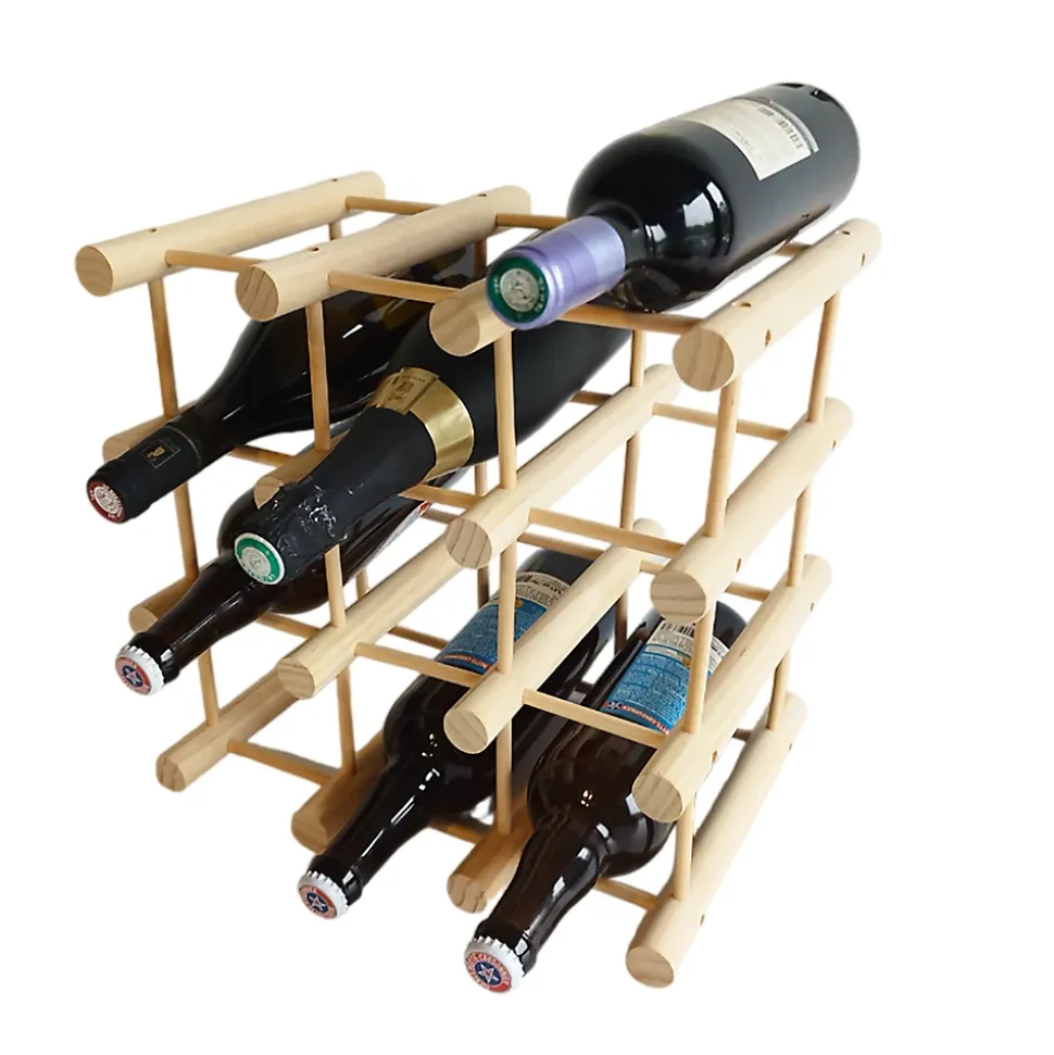 Range bouteilles en pin massif 12 compartiments