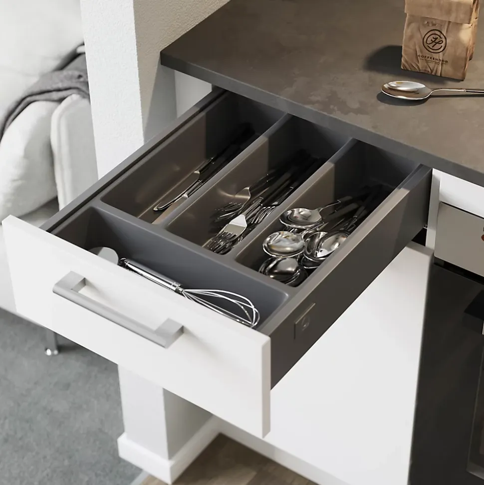 Range couverts GoodHome Nitaki gris 32 x 42 cm, 4 compartiments