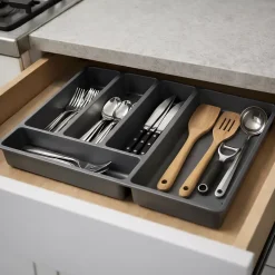 Range couverts GoodHome Nitaki gris 50 x 42 cm, 5 compartiments