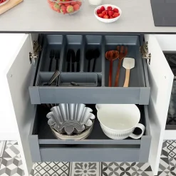 Range couverts GoodHome Nitaki gris 50 x 42 cm, 5 compartiments