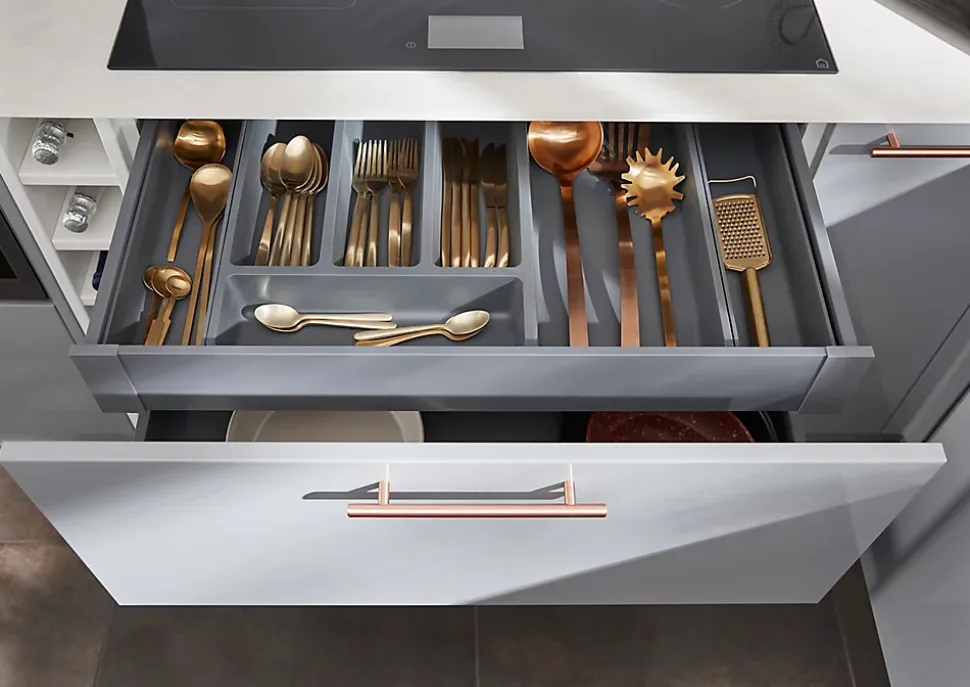 Range couverts GoodHome Nitaki gris 10 x 42 cm, 1 compartiment