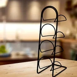 Range-bouteilles en acier Compactor noir 4 compartiments