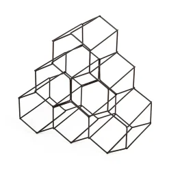 Range-bouteilles métal noir, 6 compartiments