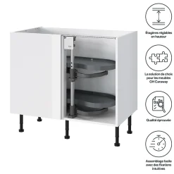 Rangement coulissant d'angle pour meuble de cuisine GoodHome Pebre 100 cm, gauche