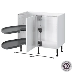 Rangement coulissant d'angle pour meuble de cuisine GoodHome Pebre 100 cm, gauche