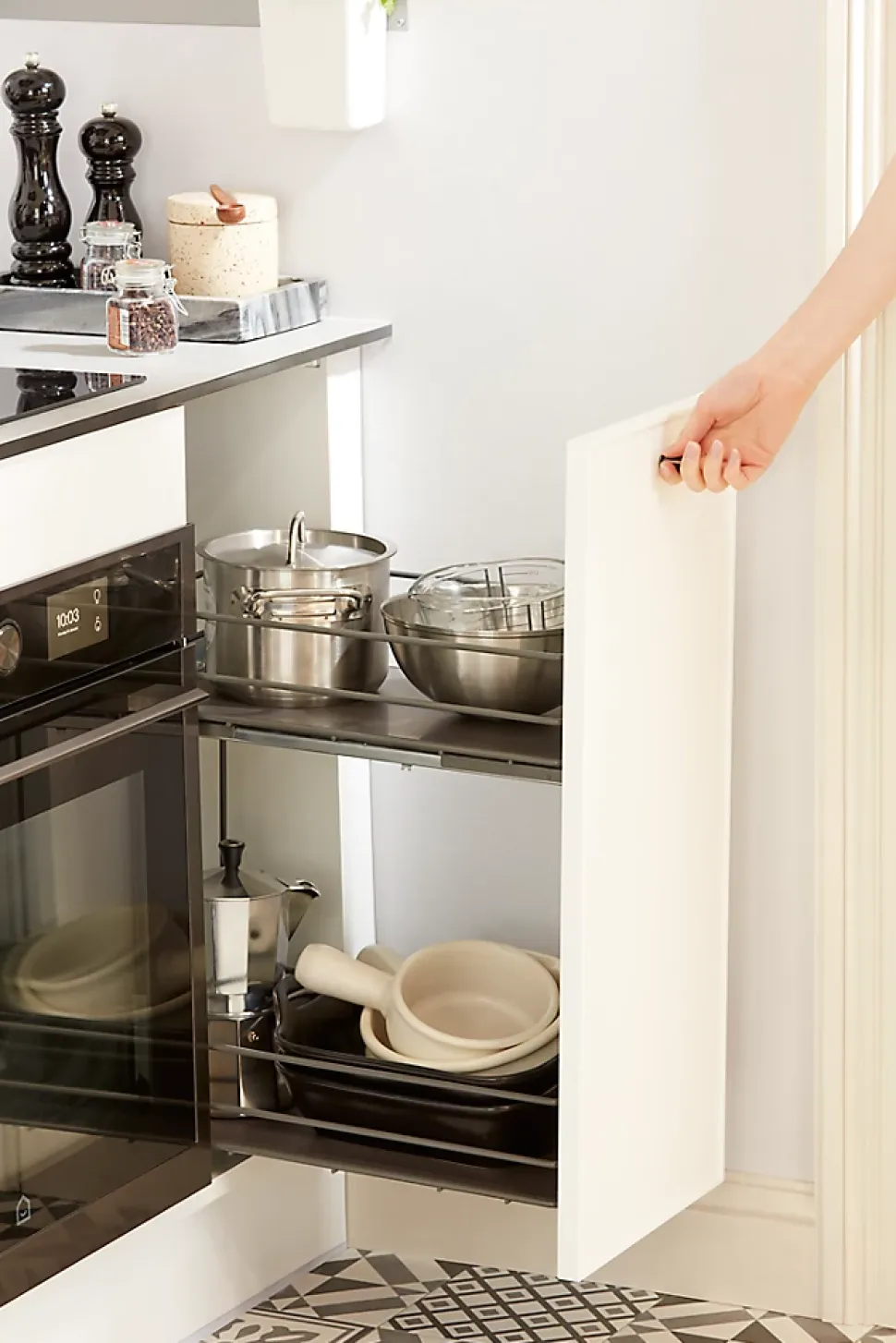 Rangement coulissant pour meuble de cuisine GoodHome Pebre 30 cm, 2 niveaux