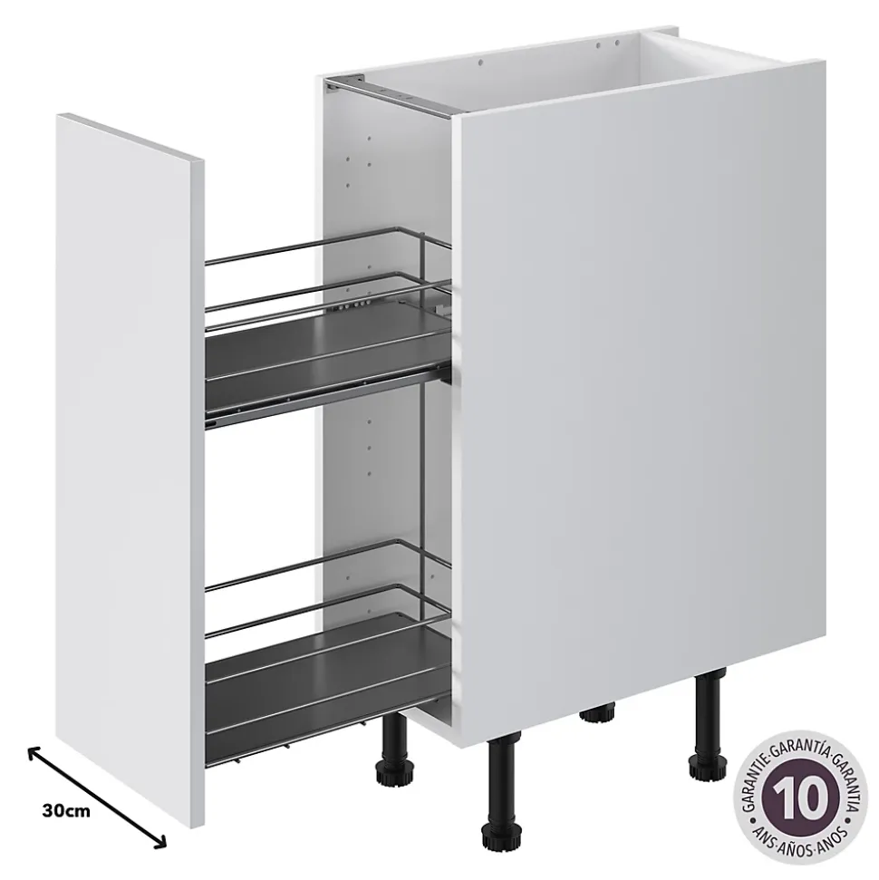 Rangement coulissant pour meuble de cuisine GoodHome Pebre 30 cm, 2 niveaux